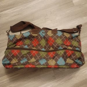 Zipper expandable large thirty one bag argyle pattern
